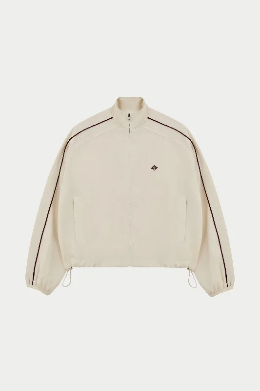 EMBLEM PIPED ZIP THROUGH JACKET - STONE