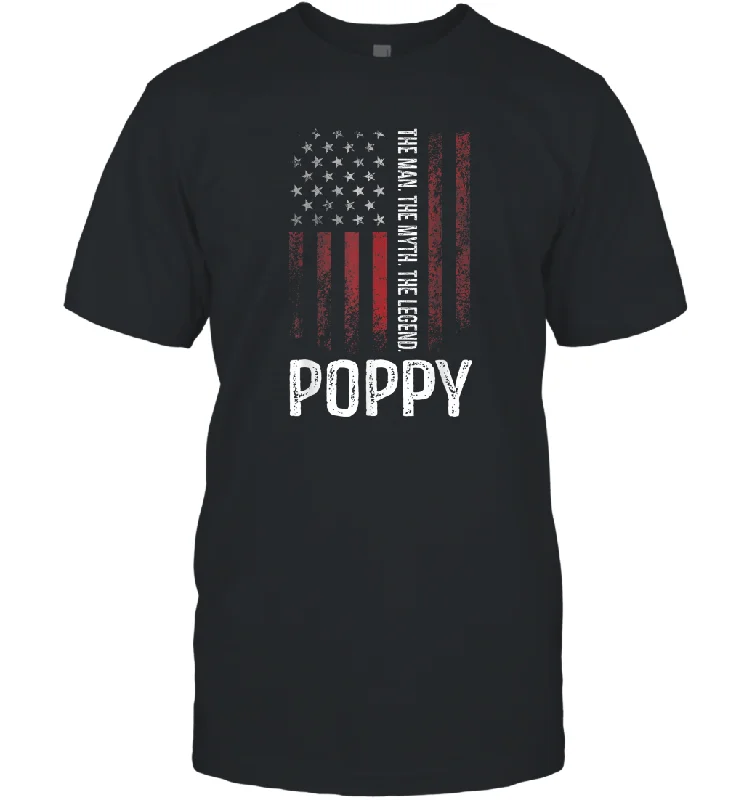 Poppy The Man The Myth The Legend T Shirt Grandpa Men Cotton T-Shirt