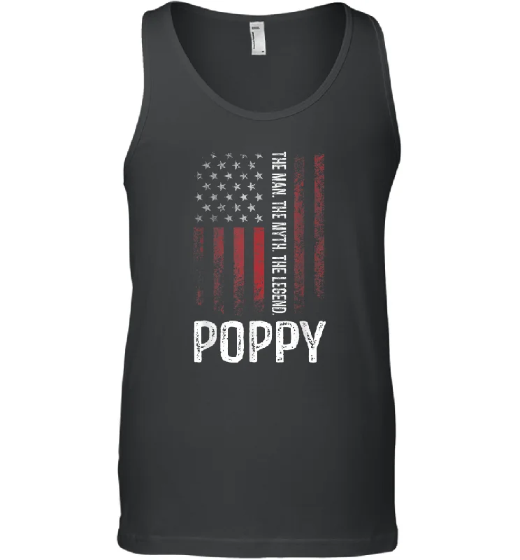 Poppy The Man The Myth The Legend T Shirt Grandpa Men Cotton Tank Top