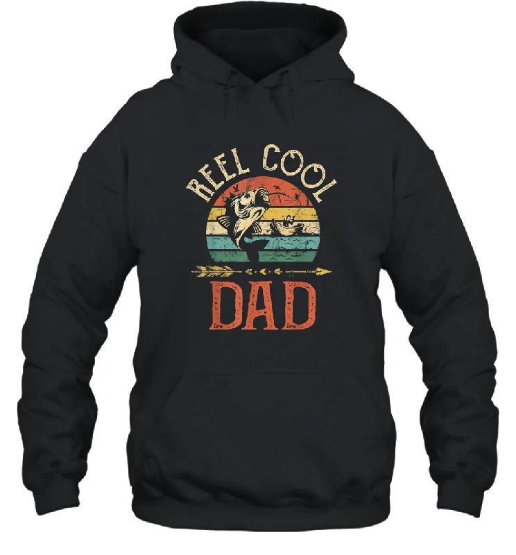 Reel Cool Dad  Vintage Fisherman Papa Father's Day Gift Unisex Hooded Sweatshirt