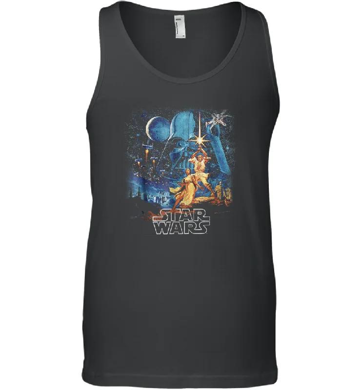 Star Wars A New Hope Faded Vintage Poster Graphic Men Cotton Tank Top