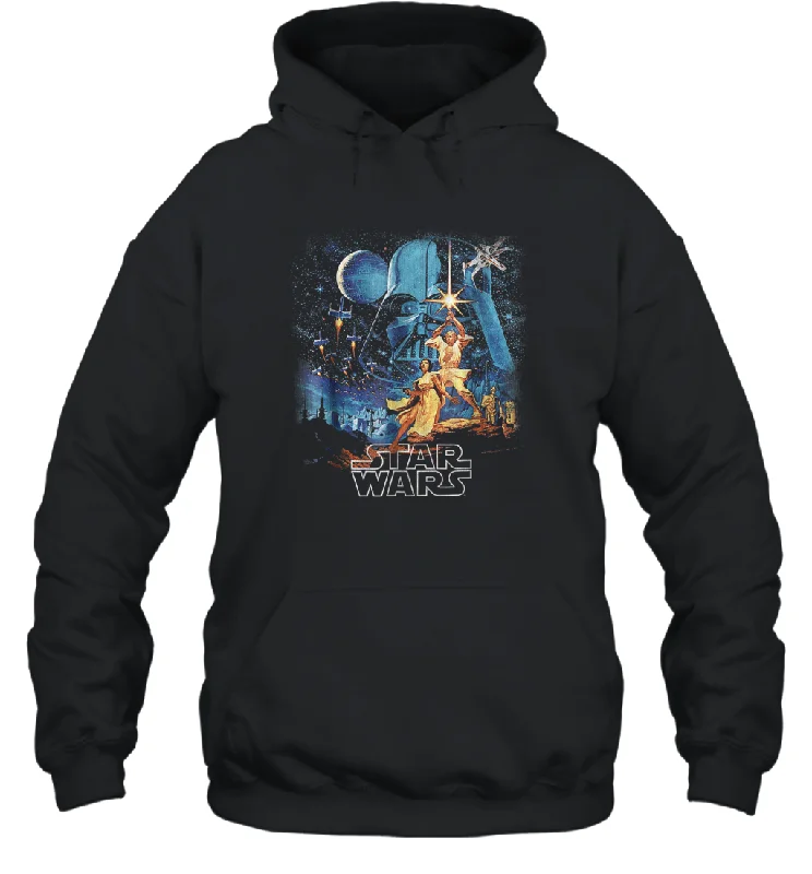 Star Wars A New Hope Faded Vintage Poster Graphic Unisex Hooded Sweatshirt