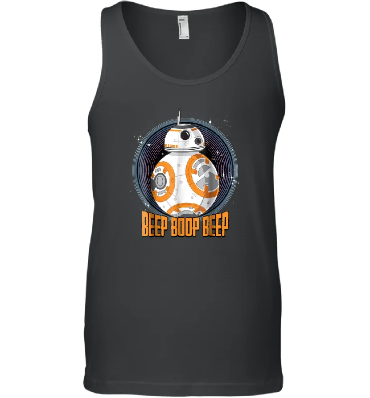 Star Wars BB 8 Beep Quote Circle Design Graphic Men Cotton Tank Top