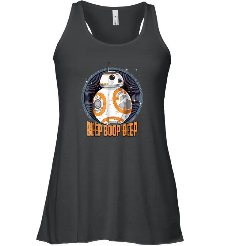 Star Wars BB 8 Beep Quote Circle Design Graphic Women Racerback Tank