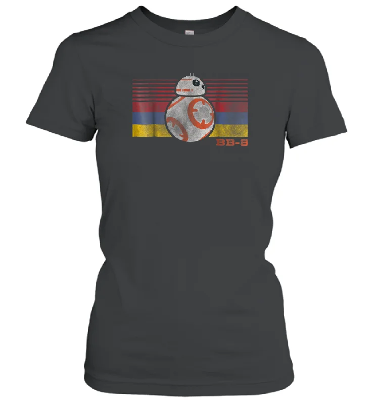 Star Wars BB 8 Retro Stripes Episode 7 Graphic Women Cotton T-Shirt