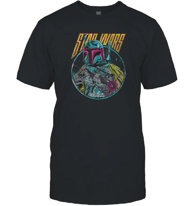 Star Wars Boba Fett Neon Blaster Vintage Graphic Men Cotton T-Shirt