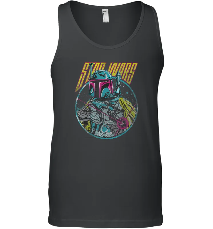 Star Wars Boba Fett Neon Blaster Vintage Graphic Men Cotton Tank Top