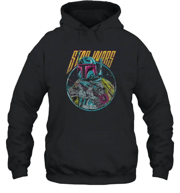 Star Wars Boba Fett Neon Blaster Vintage Graphic Unisex Hooded Sweatshirt