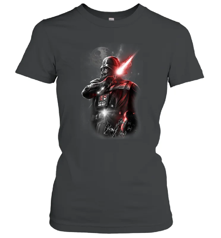 Star Wars Darth Vader Lightsaber Portrait Women Cotton T-Shirt