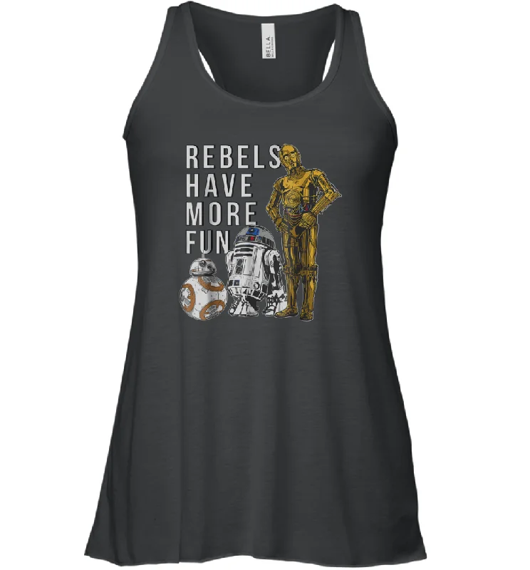 Star Wars Last Jedi Droids Rebels Have More Fun Gold Women Racerback Tank