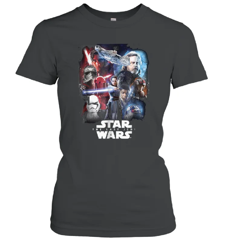 Star Wars Last Jedi Paint Portraits Collage Poster Women Cotton T-Shirt