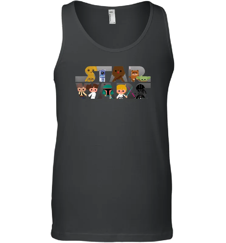 Star Wars Logo Kawaii Multi Character Men Cotton Tank Top