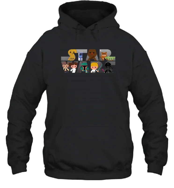 Star Wars Logo Kawaii Multi Character Unisex Hooded Sweatshirt