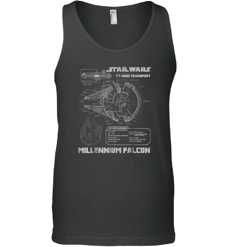 Star Wars Millennium Falcon Grey Schematics Graphic Men Cotton Tank Top