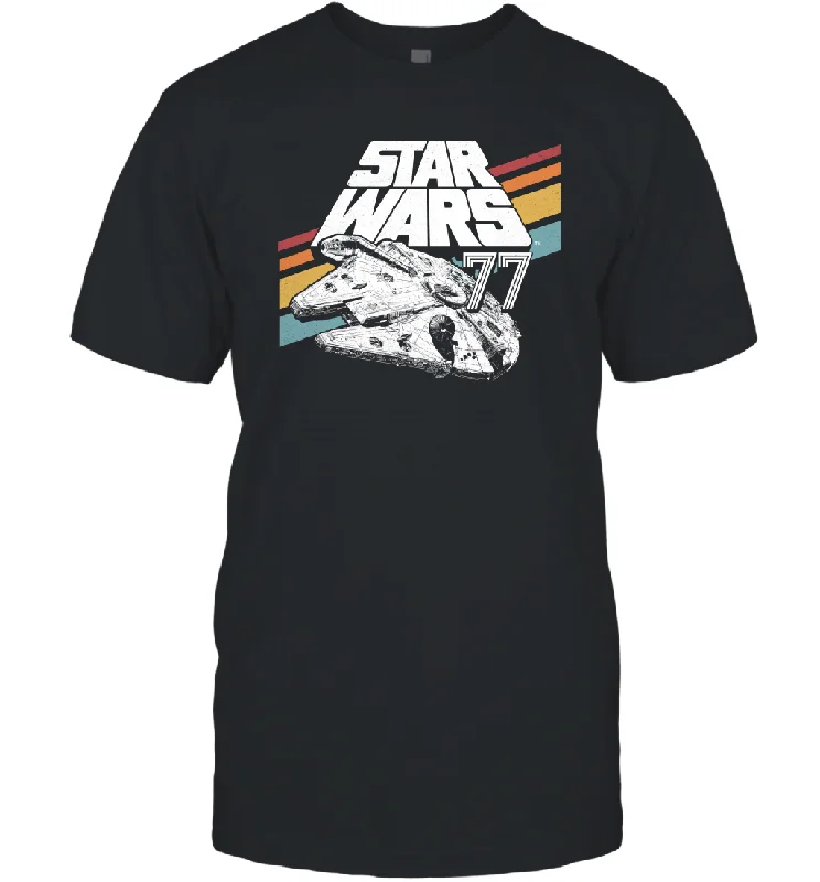 Star Wars Millennium Falcon Retro Rainbow Stripe Men Cotton T-Shirt