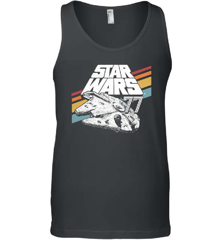 Star Wars Millennium Falcon Retro Rainbow Stripe Men Cotton Tank Top