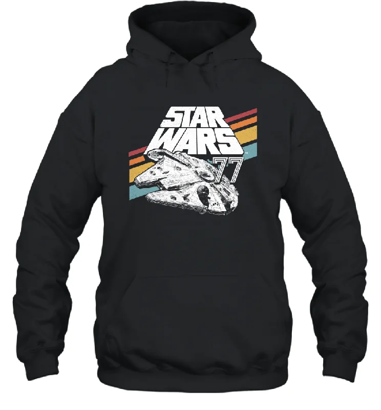 Star Wars Millennium Falcon Retro Rainbow Stripe Unisex Hooded Sweatshirt