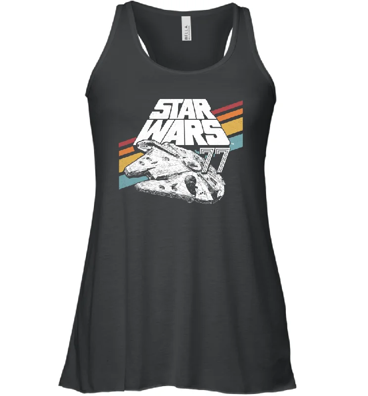 Star Wars Millennium Falcon Retro Rainbow Stripe Women Racerback Tank