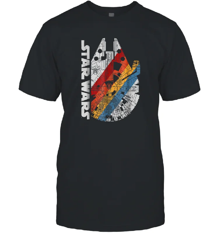 Star Wars Millennium Falcon Wears Retro Stripes Men Cotton T-Shirt