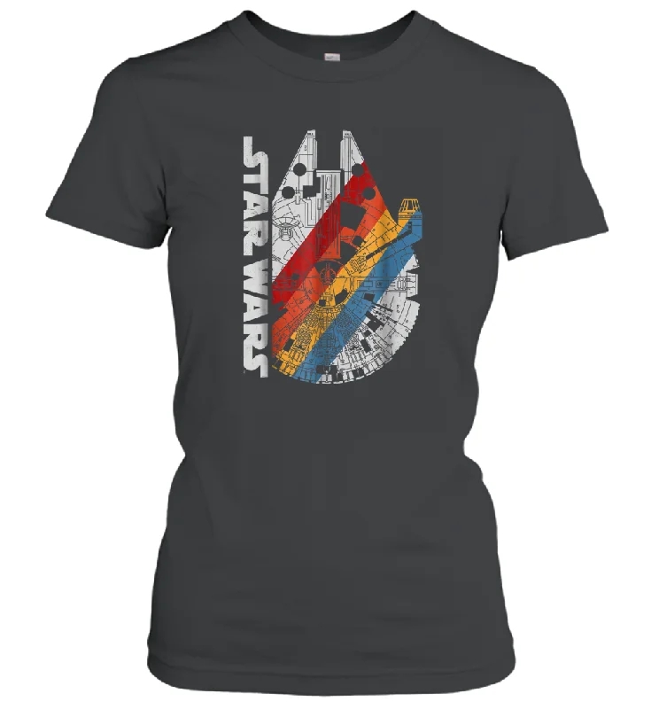 Star Wars Millennium Falcon Wears Retro Stripes Women Cotton T-Shirt