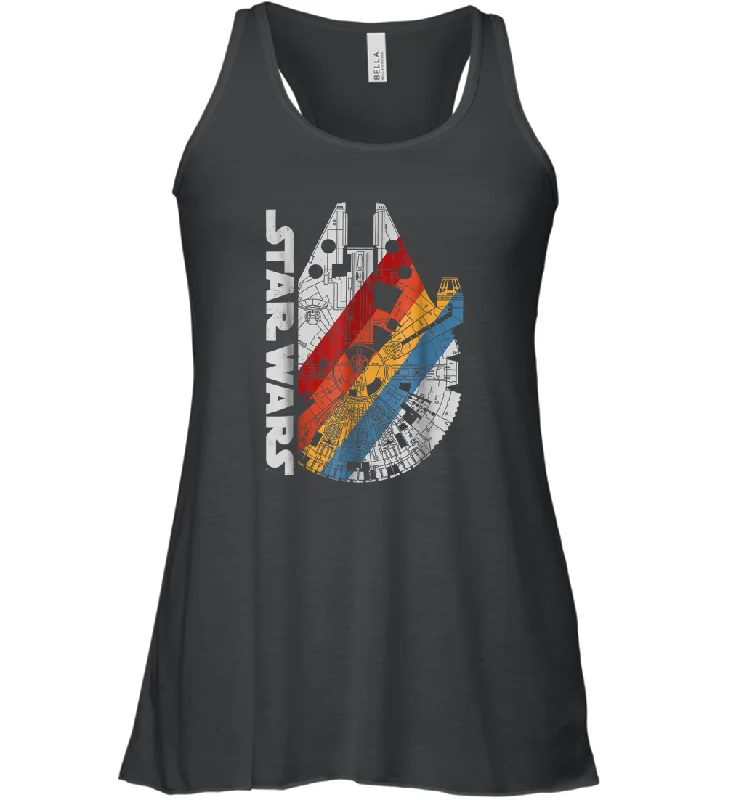 Star Wars Millennium Falcon Wears Retro Stripes Women Racerback Tank