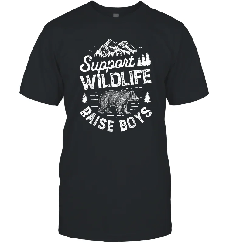 Support Wildlife Raise Boys T shirt Mom Dad Mother Men Cotton T-Shirt