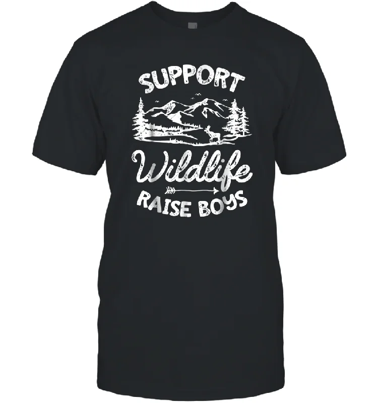 Support Wildlife Raise Boys T shirt Mom Dad Mother Parents Gift Men Cotton T-Shirt