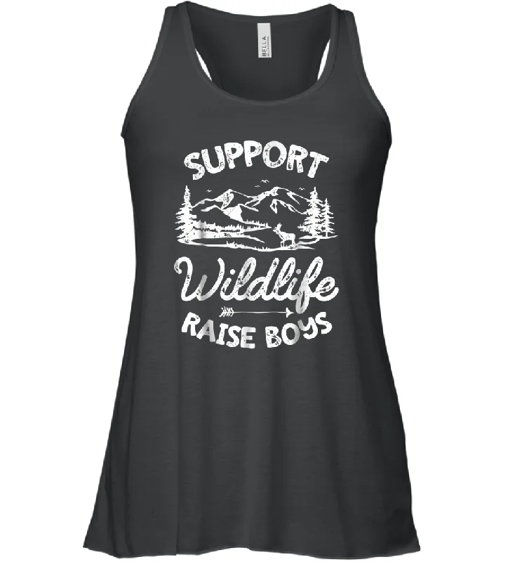 Support Wildlife Raise Boys T shirt Mom Dad Mother Parents Gift Women Racerback Tank