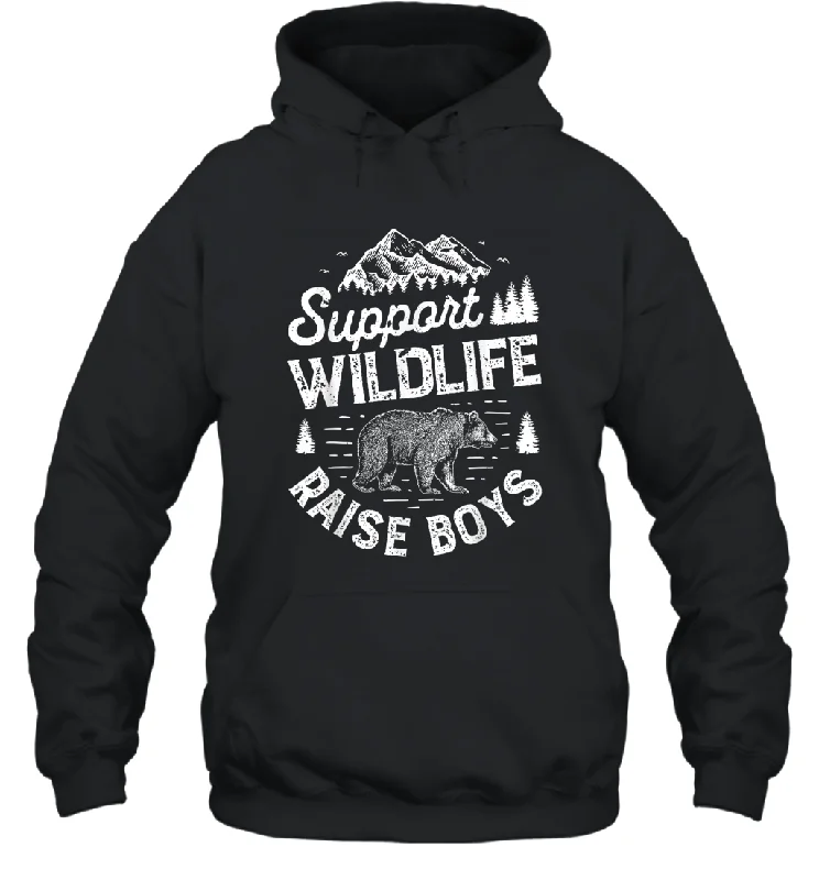 Support Wildlife Raise Boys T shirt Mom Dad Mother Unisex Hooded Sweatshirt