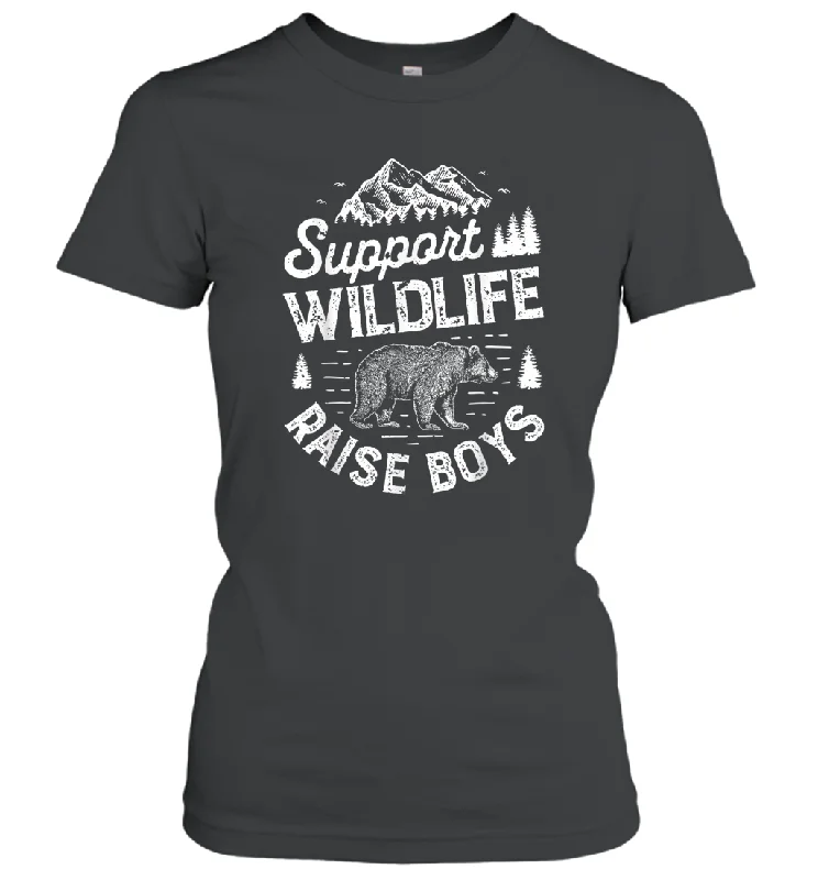 Support Wildlife Raise Boys T shirt Mom Dad Mother Women Cotton T-Shirt