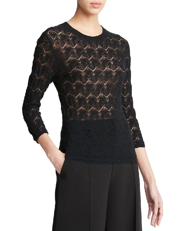 Vince Fine Lace 3/4-Sleeve Top