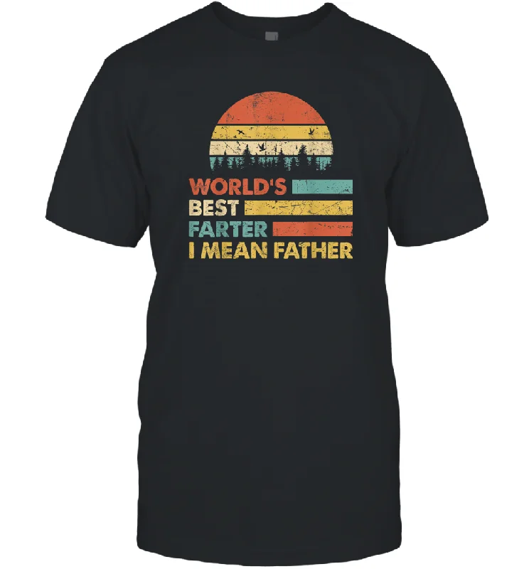 World's Best Farter, I Mean Father T Shirt Funny Dad Vintage Gift Men Cotton T-Shirt