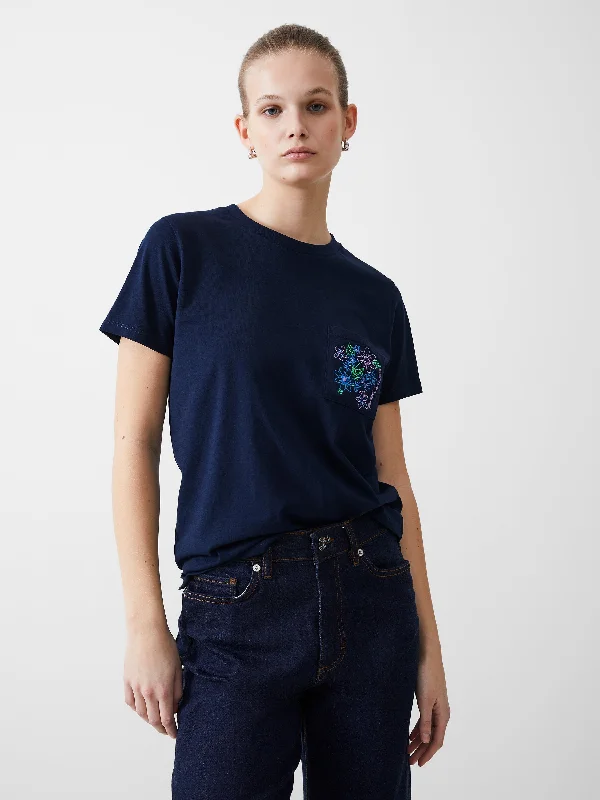 French Connection Flower Embroidered Pocket T-Shirt