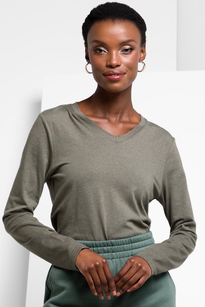 Long Sleeve V-Neck T-Shirt Green