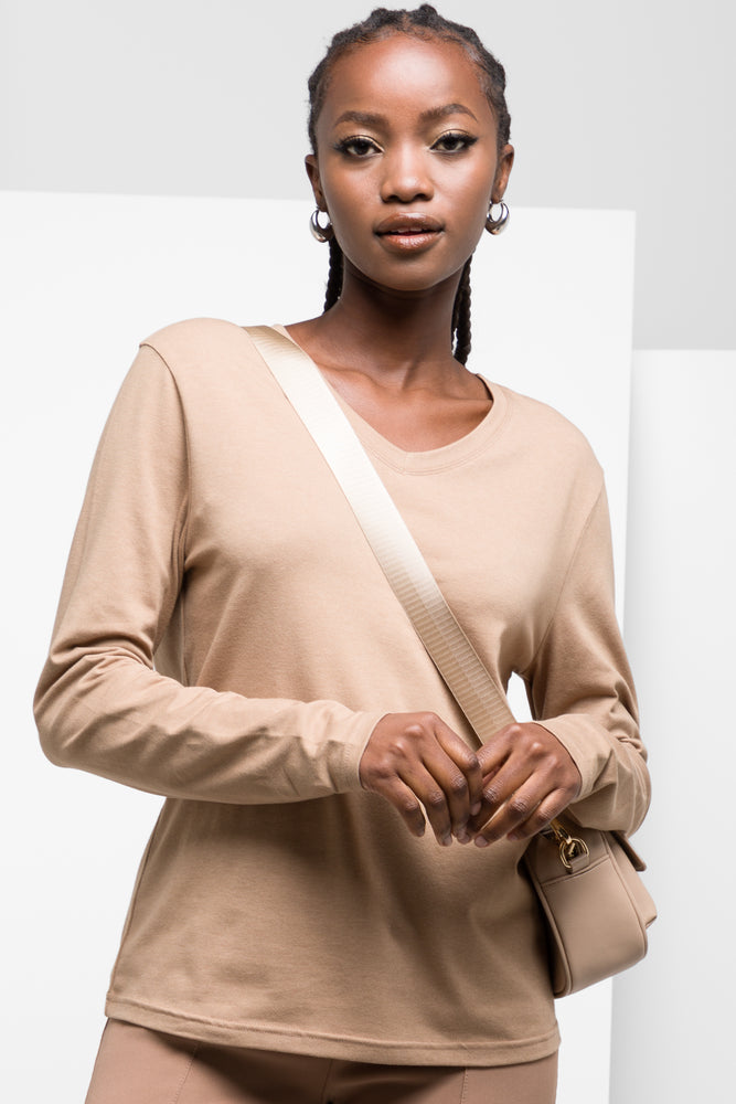 Long Sleeve V-Neck T-Shirt Natural