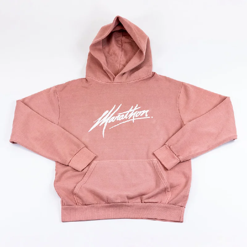 Marathon Script Signature Hoodie - Salmon/White