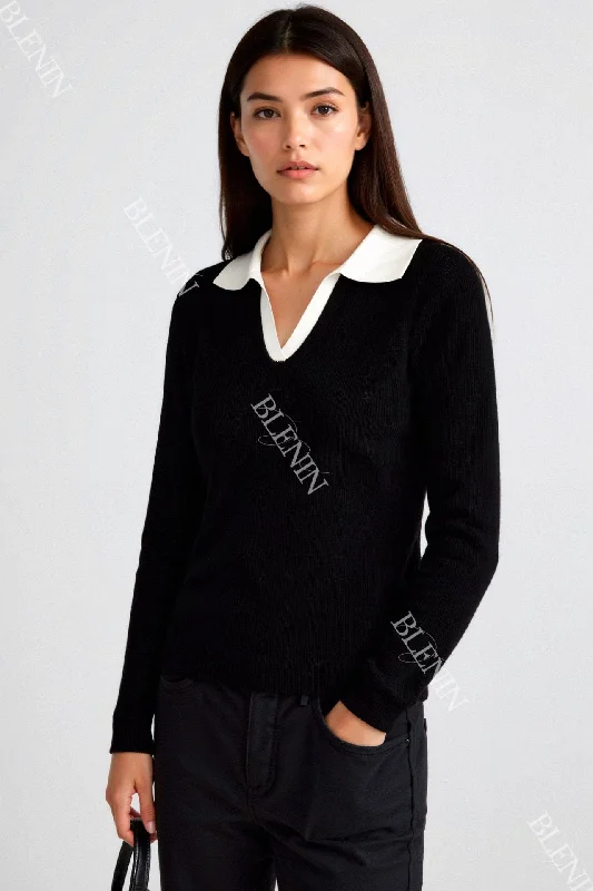 Old Money Women's Fashionable Lapel Fresh And Elegant Knitted Polo T-Shirt