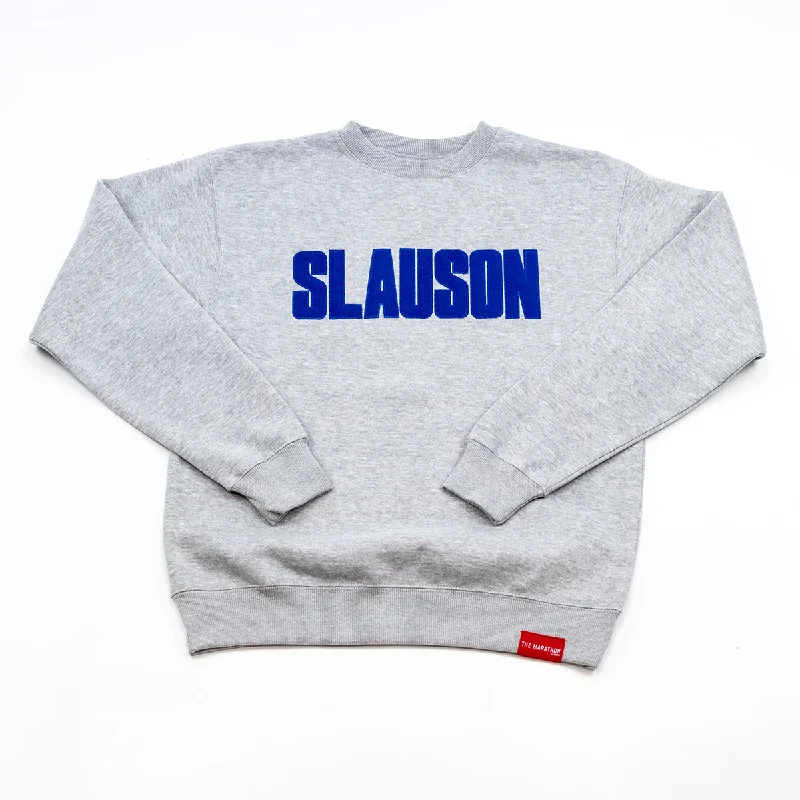 Slauson Block Print Crewneck Sweatshirt - Heather Grey / Royal