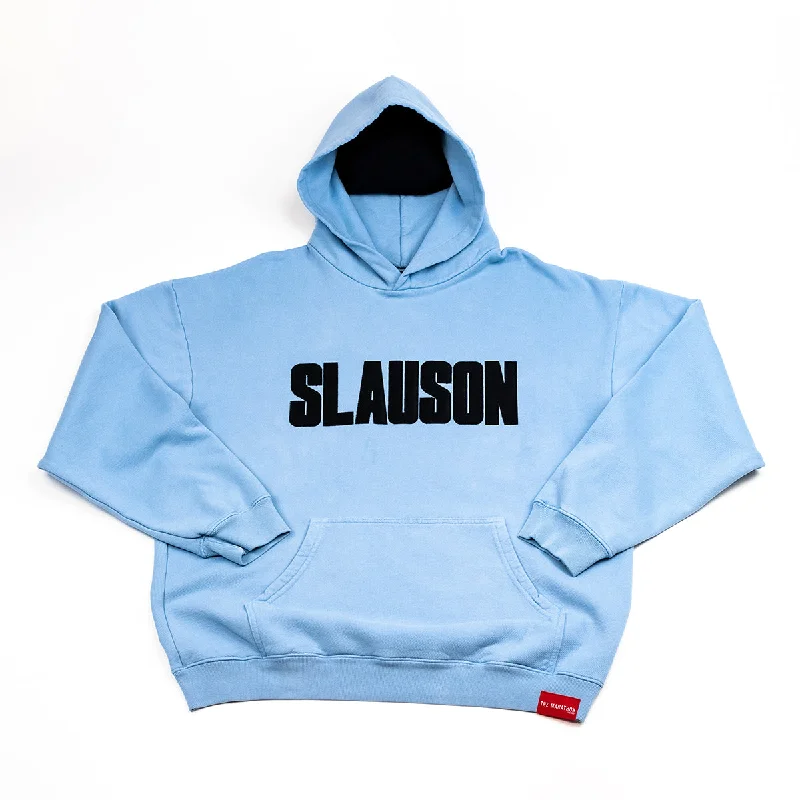 Slauson Block Print Hoodie - Carolina Blue / Black