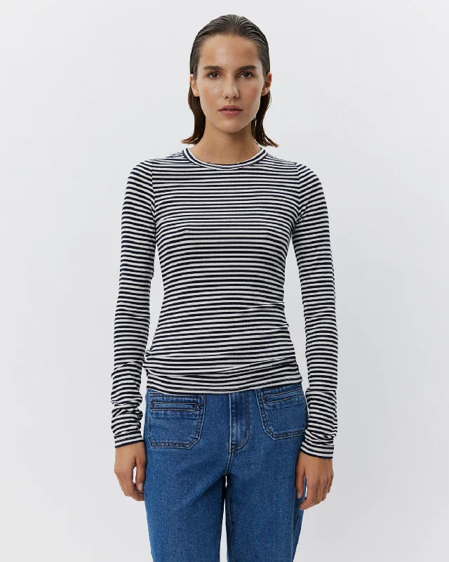 PETRICIASW STRIPE T-SHIRT LONG SLEEVE - Navy Striped