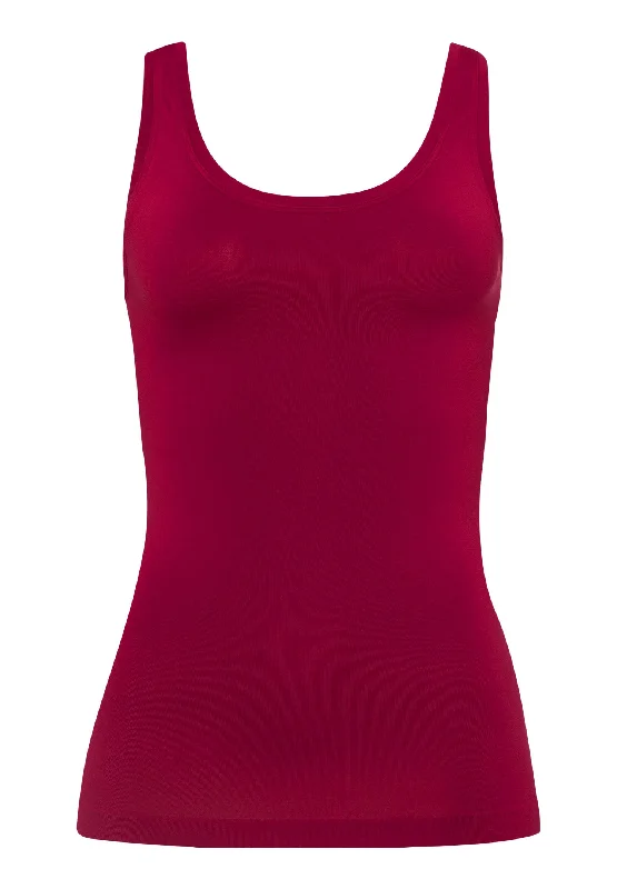 Touch Feeling Round Neck Tank Top | Intense Garnet 71814-2406