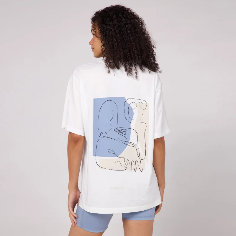 Abstract Color Block Cotton Tee, Unisex - White