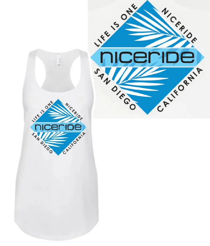 Del Mar - White Next Level Women's Racerback Tank Top