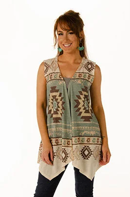 Liberty Wear Collection Tops: Vest Earth Tone Geometric