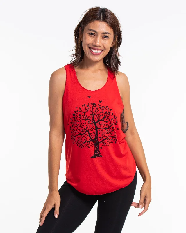 Womens Tree Tank Top in Red