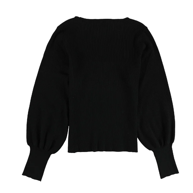 bar III Womens Square-Neck Pullover Sweater, Black, Large