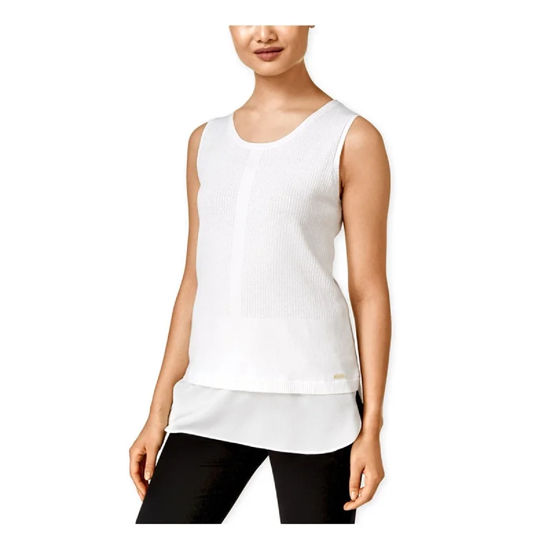 Calvin Klein Womens Sleeveless Layered Pullover Sweater