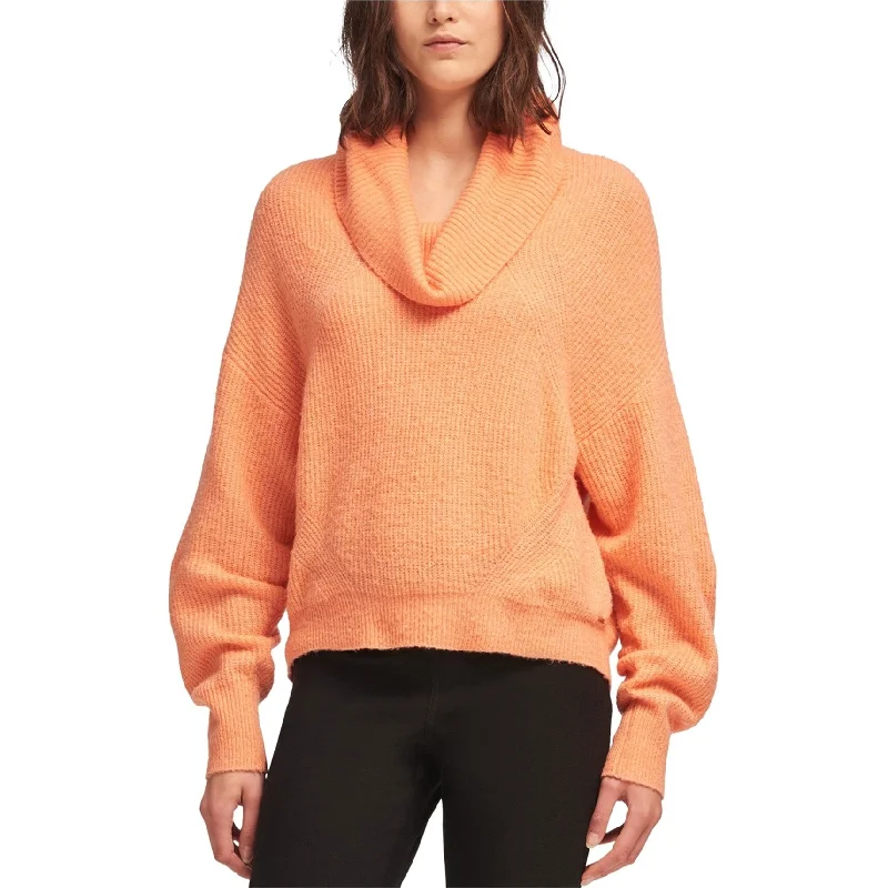 DKNY Womens Ribbed Pullover Sweater, Orange, Large