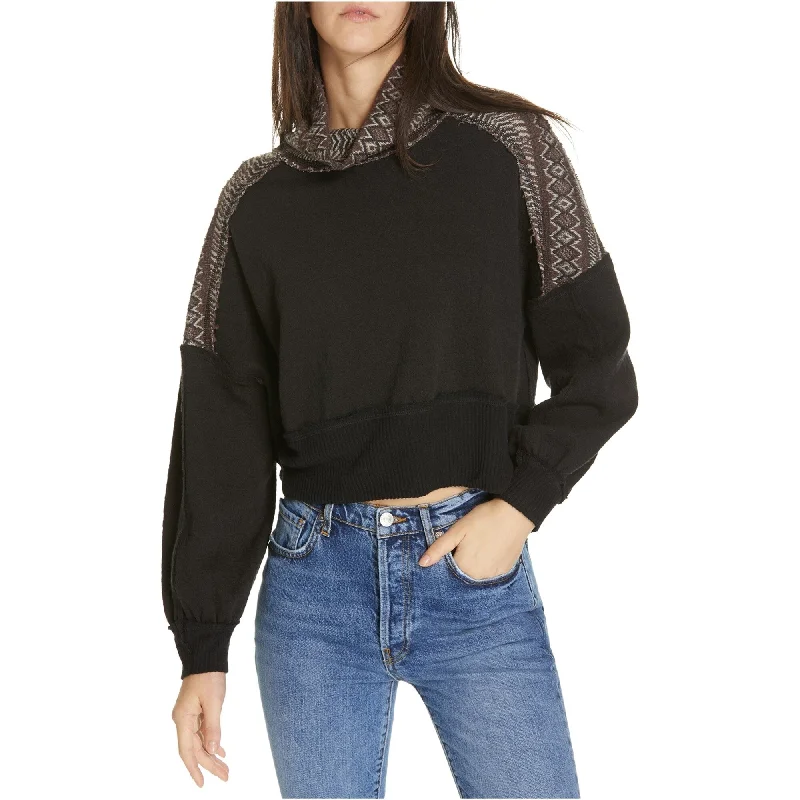 Free People Womens At the Lodge Pullover Sweater, Black, X-Small