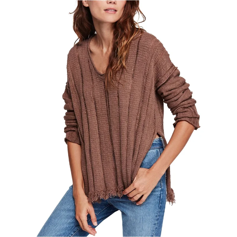 Free People Womens Distressed Pullover Sweater